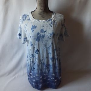 Alfred Dunner women's blue/white floral top